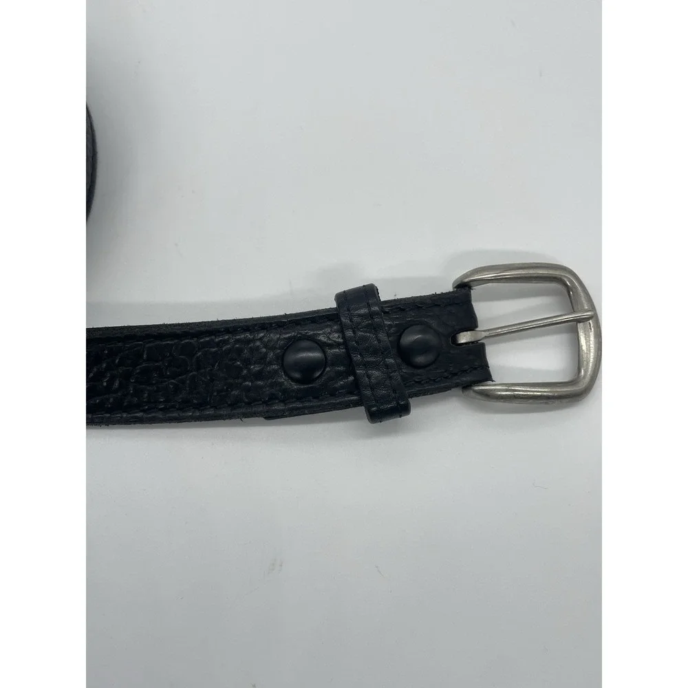 Black Shrunken Bison Leather Belt Quality USA Handcrafted Western Casual XL‎ 40